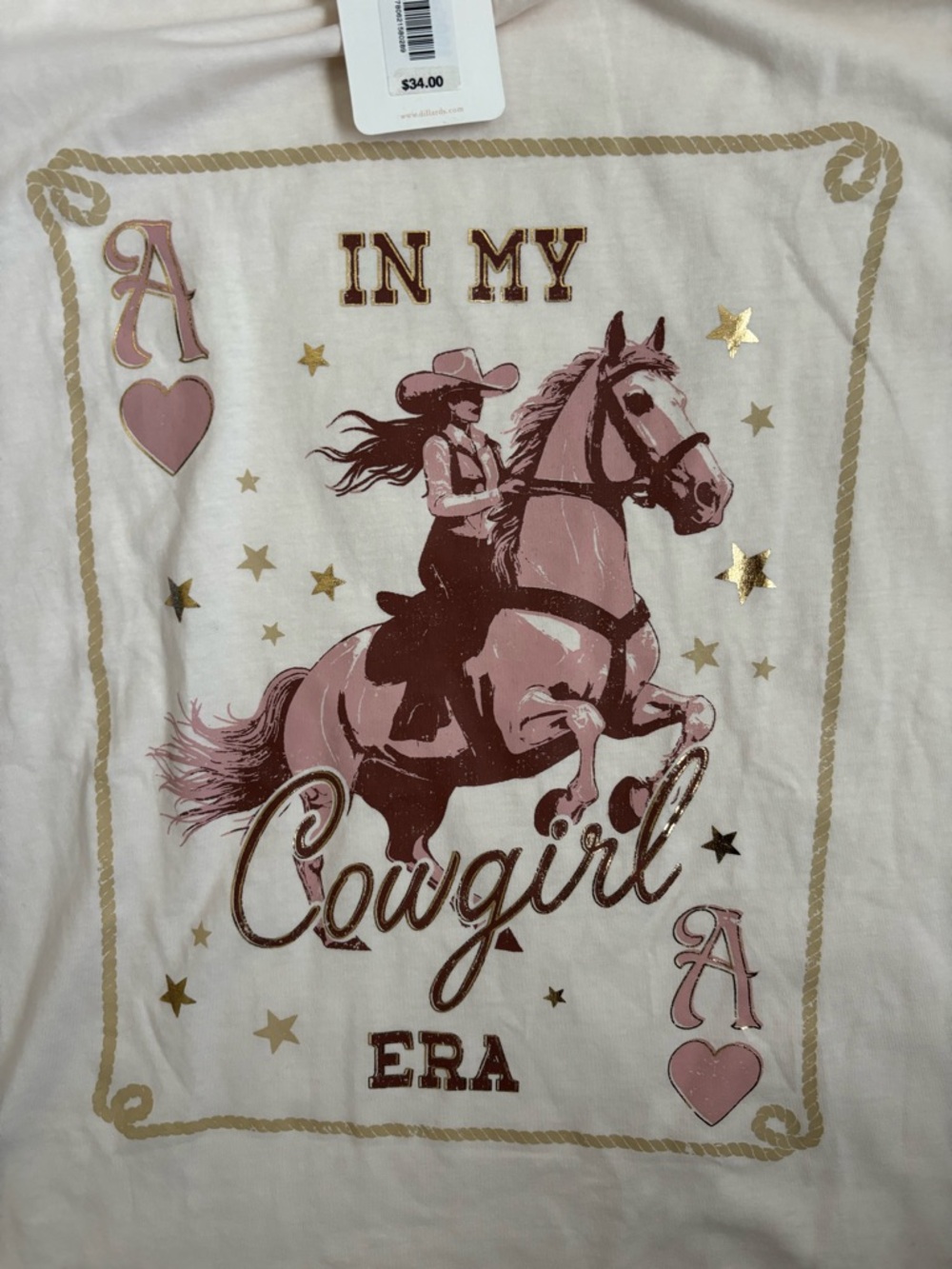 Gianni Bini Women’s Oversized Cream Western Cowgirl Graphic Tee - Picture 3 of 3